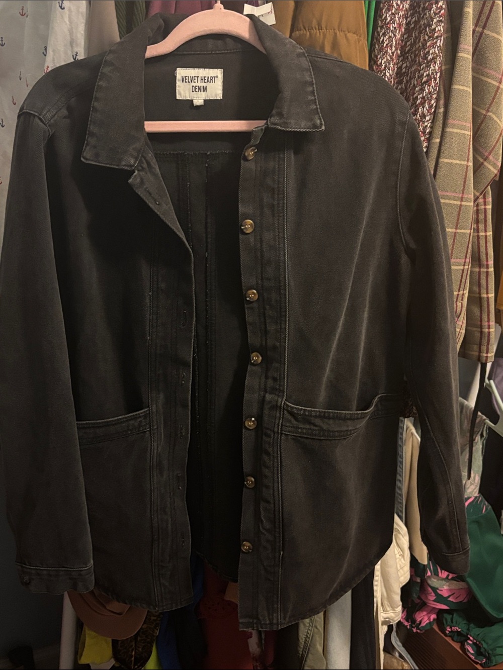 Velvet heart, denim, charcoal, large top